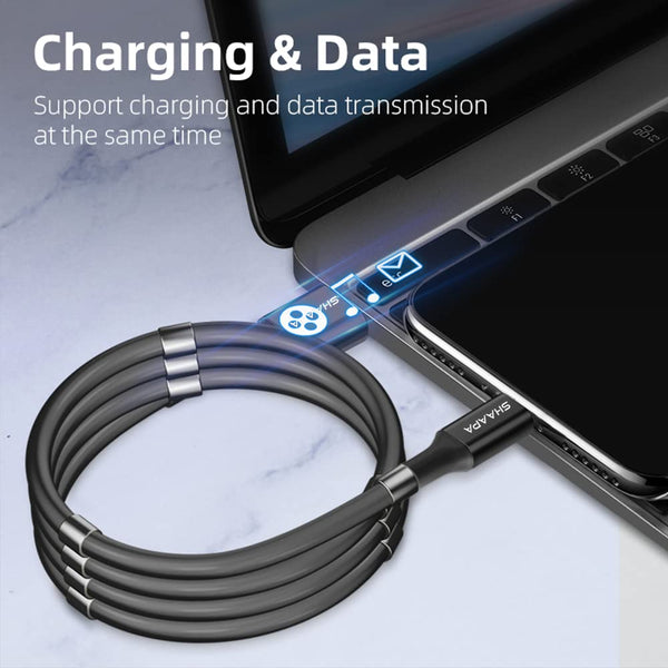 Black (USB TO LIGHTNING) Ultra-Mag Fast Charging Magnetic Silicone Cable - The Hatke