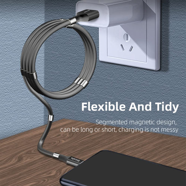 Black (USB TO LIGHTNING) Ultra-Mag Fast Charging Magnetic Silicone Cable - The Hatke