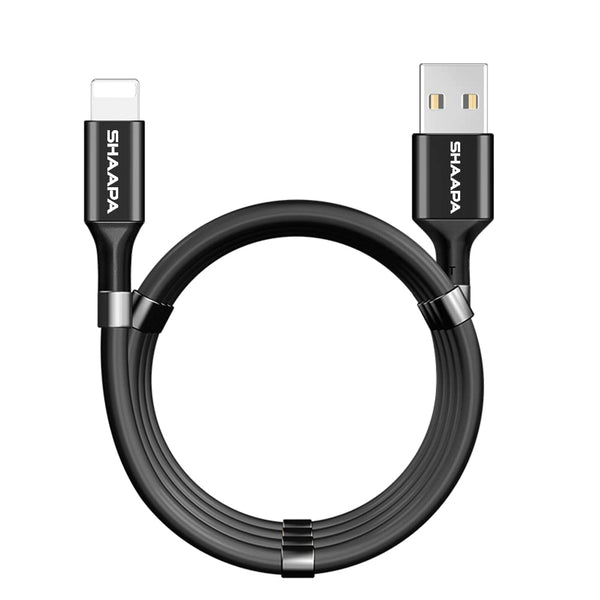 Black (USB TO LIGHTNING) Ultra-Mag Fast Charging Magnetic Silicone Cable - The Hatke