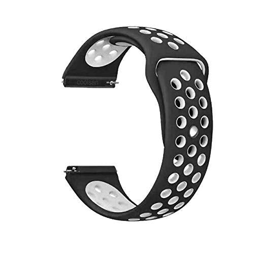 Black White Dotted Silicone Strap For Smart Watch (20mm) - The Hatke