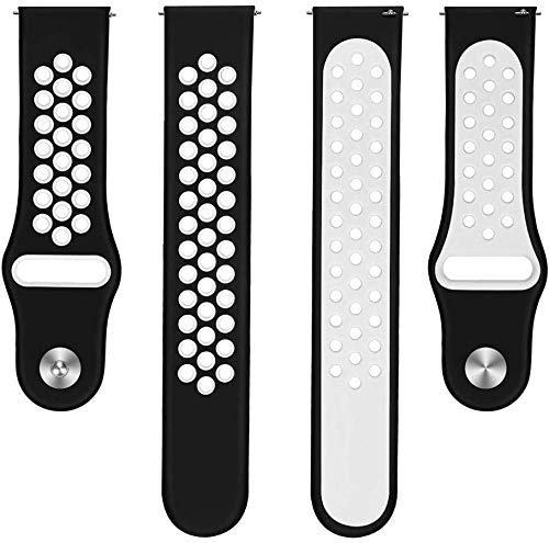 Black White Dotted Silicone Strap For Smart Watch (20mm) - The Hatke