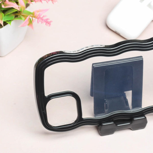 Black Zig Zag Frame Silicon Case for Apple Iphone 13 - The Hatke