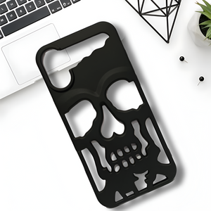 Black Hollow Skull Design Silicone case for Apple iphone 16 Plus