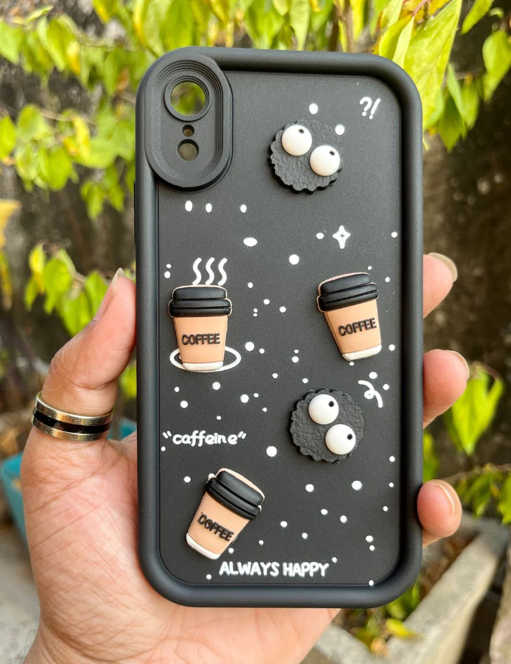 Black COFFEE (ALWAYS HAPPY) Silicone case for Apple iphone Xr