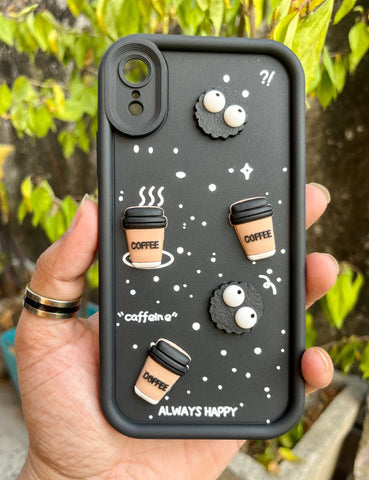 Black COFFEE (ALWAYS HAPPY) Silicone case for Apple iphone Xr