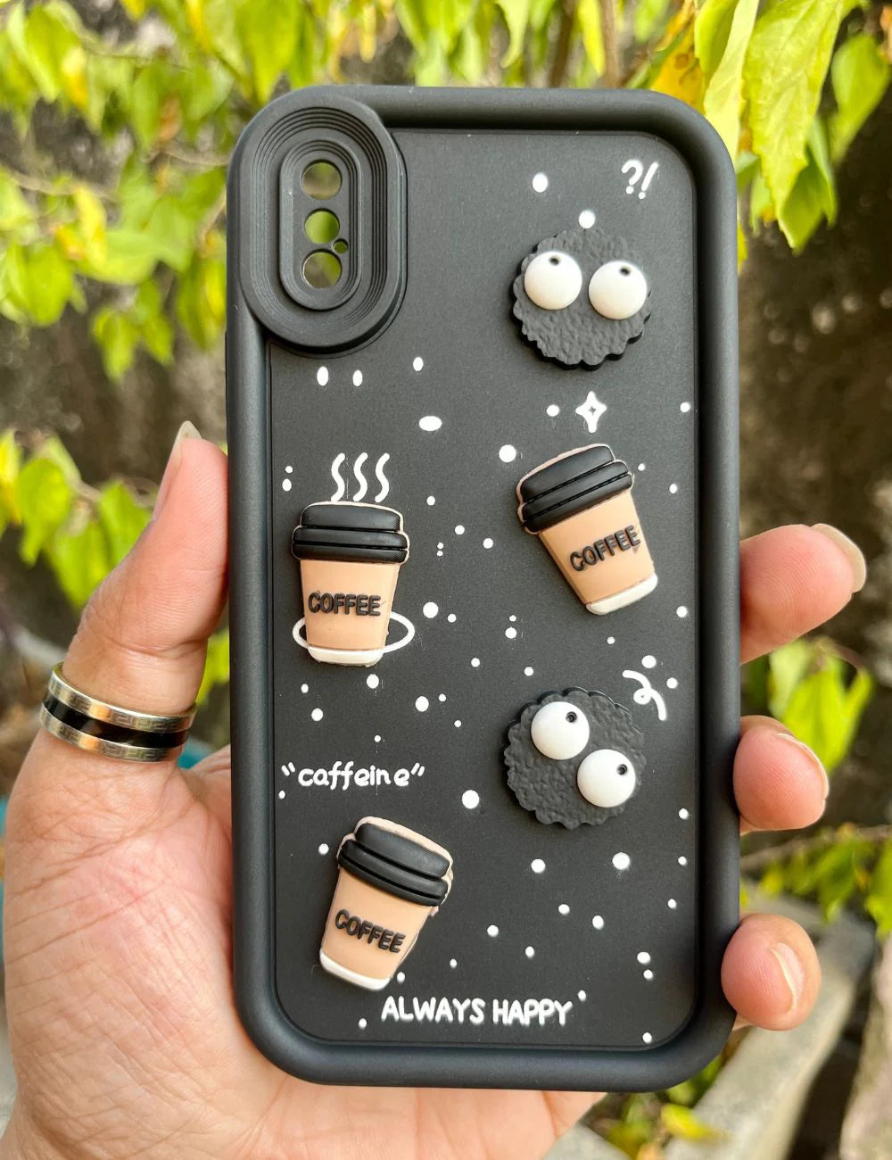 Black COFFEE (ALWAYS HAPPY) Silicone case for Apple iphone Xs Max