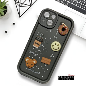 Black COFFEE (ALWAYS HAPPY) Silicone case for Apple iphone 13