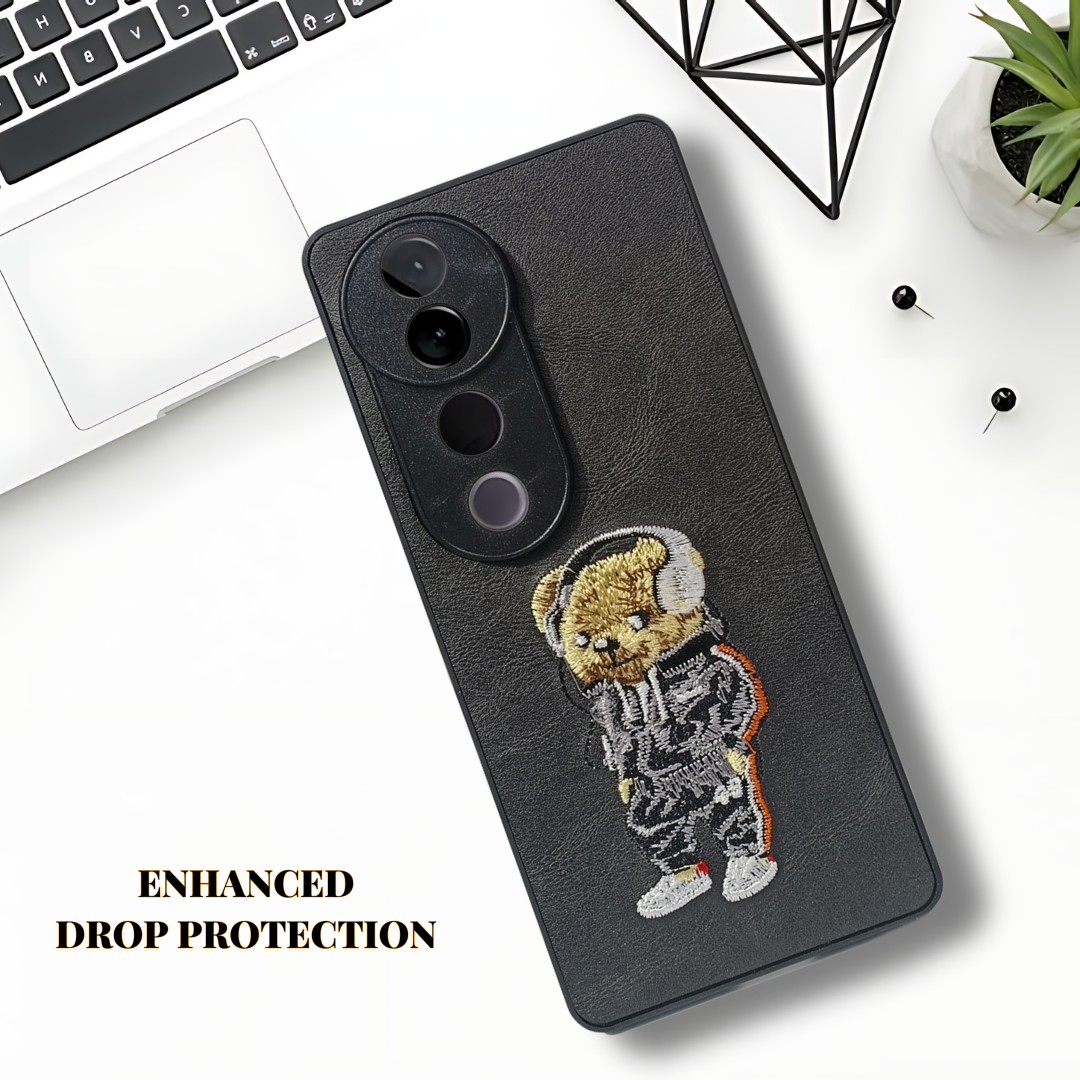 Black leather Headphone teddy Camera Ornamented for Vivo V40