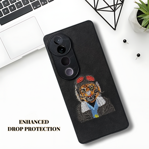 Black leather Black Red Cap Camera Ornamented for Vivo V40