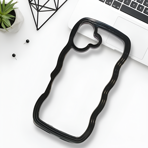 Black Zig Zag Frame  Silicon Case for Apple Iphone 16 Plus