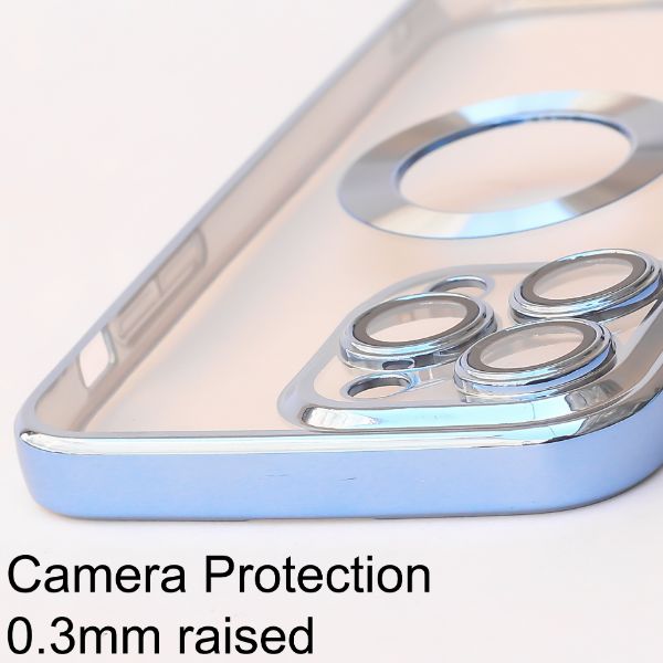 Blue 6D Chrome Logo Cut Transparent Case for Apple iphone 14 Pro - The Hatke