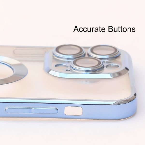 Blue 6D Chrome Logo Cut Transparent Case for Apple iphone 14 Pro - The Hatke