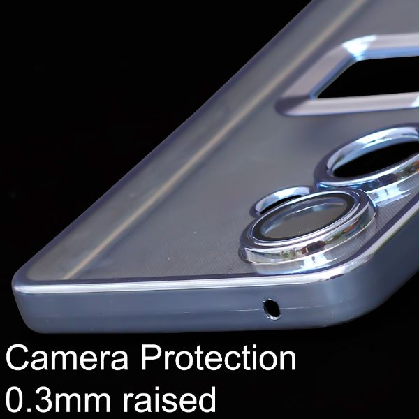 Blue 6D Chrome Logo Cut Transparent Case for Oneplus Nord CE 3 Lite - The Hatke