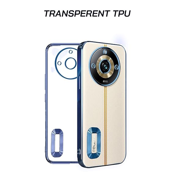 Blue 6D Chrome Logo Cut Transparent Case for Realme 11 Pro Plus - The Hatke