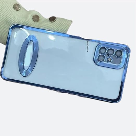Blue 6D Chrome Logo Cut Transparent Case for Samsung A51 - The Hatke