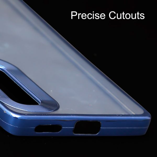 Blue 6D Chrome Logo Cut Transparent Case for Vivo V27 5G - The Hatke