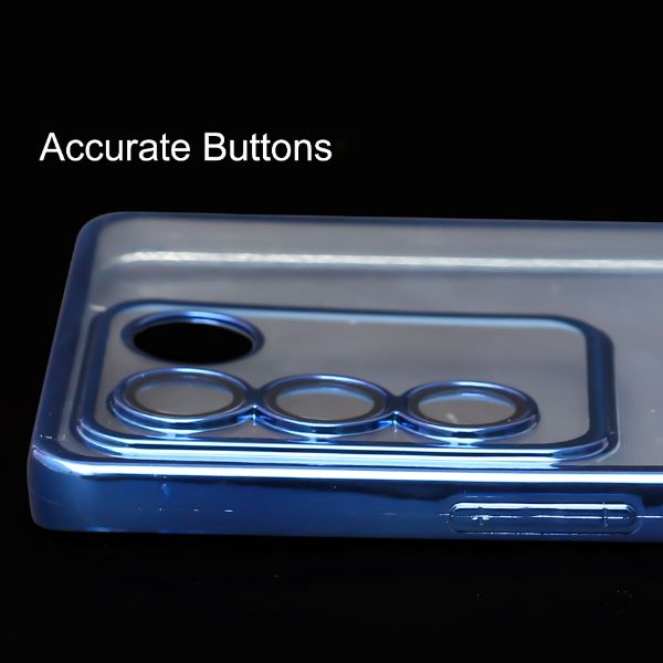 Blue 6D Chrome Logo Cut Transparent Case for Vivo V27 5G - The Hatke