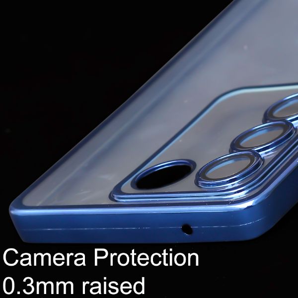 Blue 6D Chrome Logo Cut Transparent Case for Vivo V27 5G - The Hatke