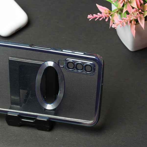 Blue 6D Logo Cut Transparent Case for Samsung A7 2018 - The Hatke