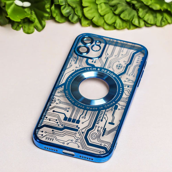 Blue 6D Watch Maschine Logo Cut Transparent Case for Apple iphone 12 - The Hatke