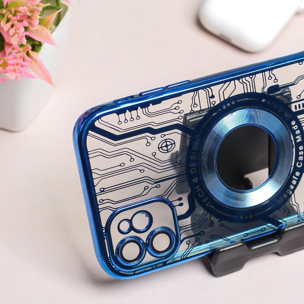Blue 6D Watch Maschine Logo Cut Transparent Case for Apple iphone 12 - The Hatke