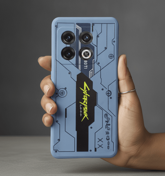 Blue Cyberpunk Embossed Silicone case for Oneplus 10 Pro - The Hatke