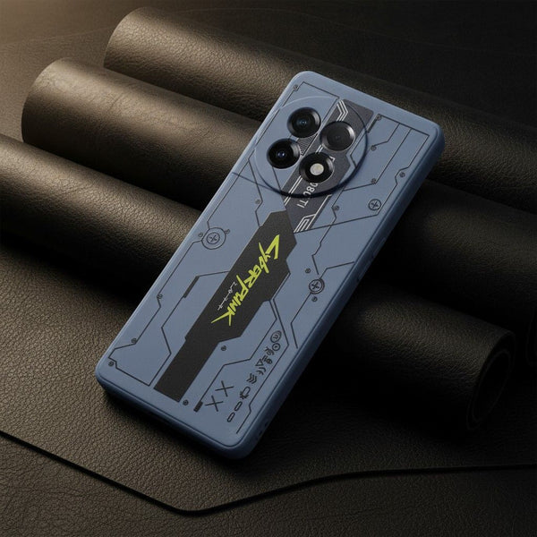 Blue Cyberpunk Embossed Silicone case for Oneplus 11r - The Hatke