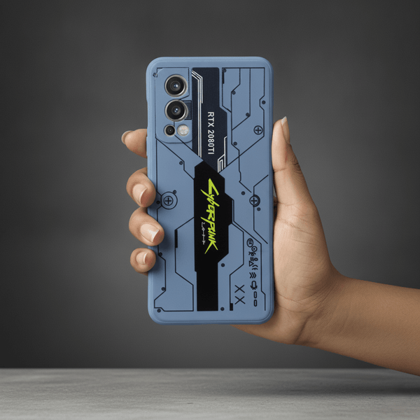 Blue Cyberpunk Embossed Silicone case for Oneplus Nord 2 - The Hatke