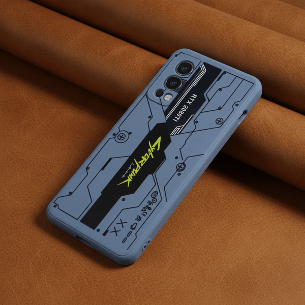 Blue Cyberpunk Embossed Silicone case for Oneplus Nord 2 - The Hatke