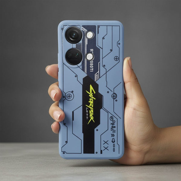 Blue Cyberpunk Embossed Silicone case for Oneplus Nord 3 - The Hatke