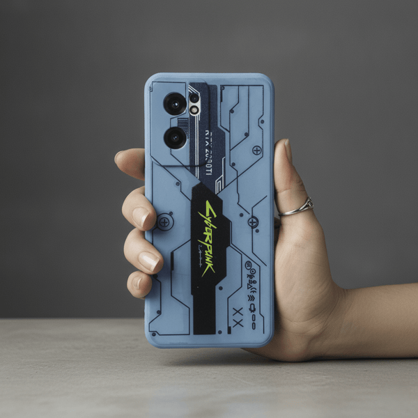 Blue Cyberpunk Embossed Silicone case for Oneplus Nord Ce 2 - The Hatke