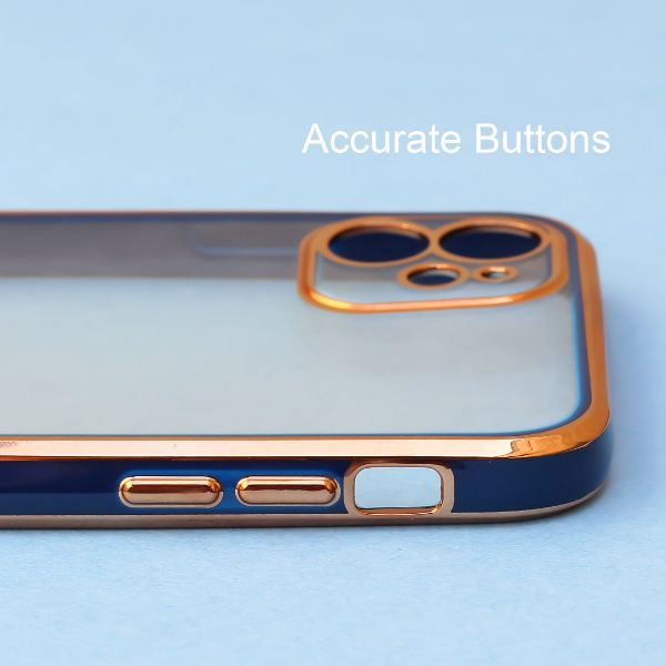 Blue Electroplated Transparent Case for Apple iphone 12 - The Hatke