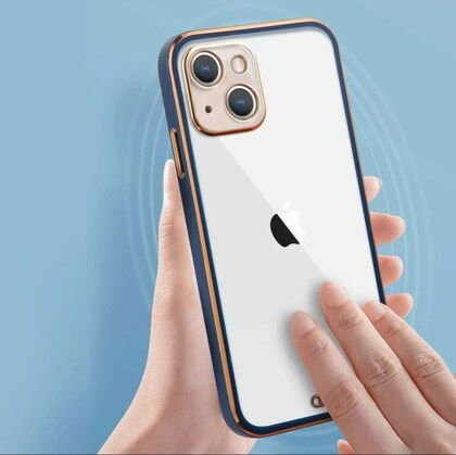 Blue Electroplated Transparent Case for Apple iphone 14 Plus - The Hatke