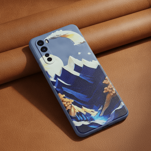 Blue Embossed Scenery Silicone case for Oneplus Nord - The Hatke