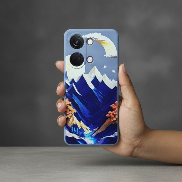 Blue Embossed Scenery Silicone case for Oneplus Nord 3 - The Hatke