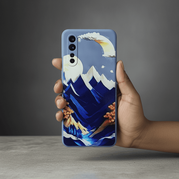 Blue Embossed Scenery Silicone case for Oneplus Nord - The Hatke