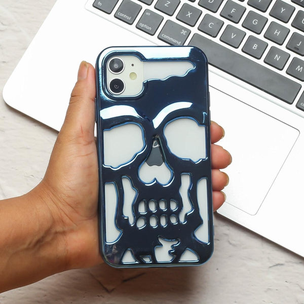Blue Hollow Skull Design Silicone case for Apple iphone 11 - The Hatke