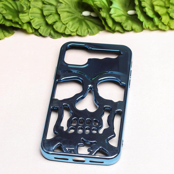 Blue Hollow Skull Design Silicone case for Apple iphone 12 - The Hatke