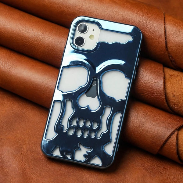 Blue Hollow Skull Design Silicone case for Apple iphone 12 - The Hatke