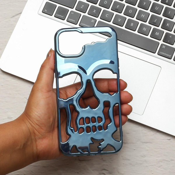 Blue Hollow Skull Design Silicone case for Apple iphone 14 Plus - The Hatke
