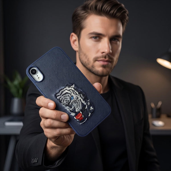 Blue Leather Blue Lion OC Ornamented for Apple iphone XR - The Hatke