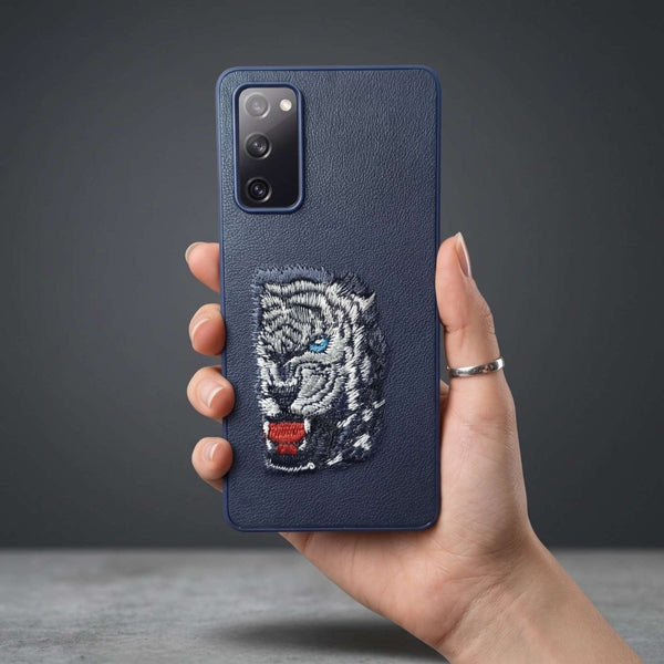 Blue Leather Blue Lion OC Ornamented for Samsung S20 Fe - The Hatke