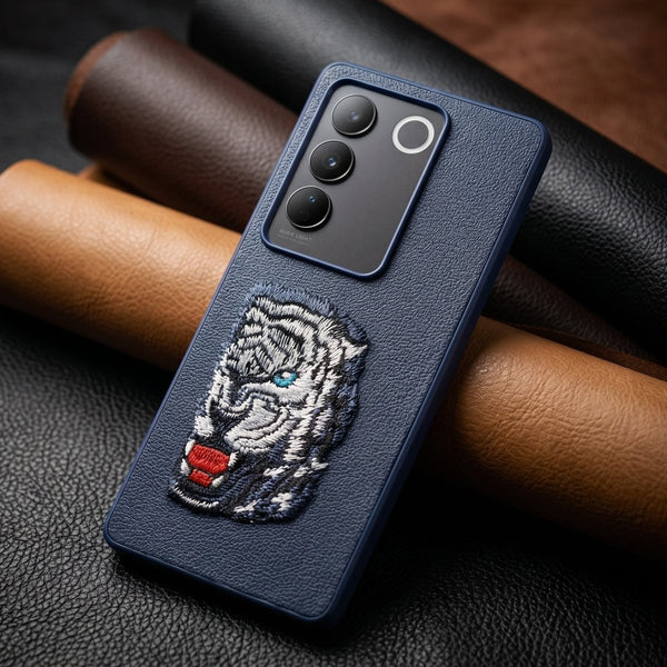 Blue Leather Blue Lion OC Ornamented for Vivo V27 - The Hatke