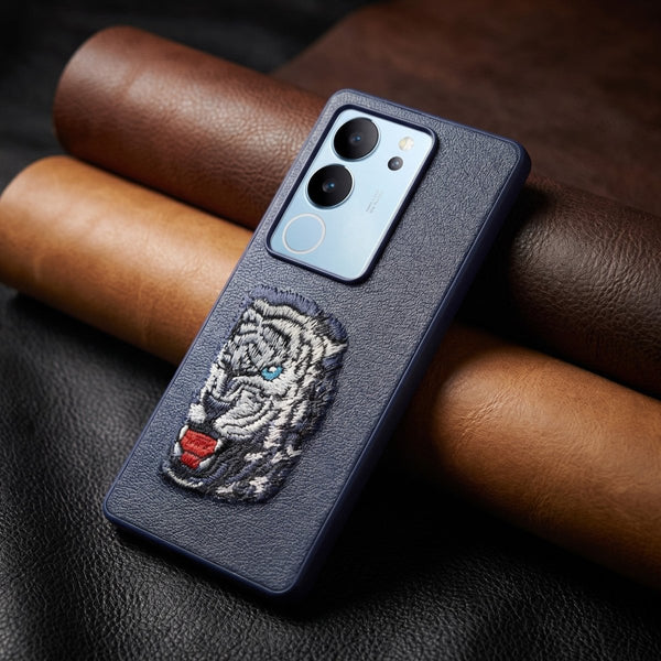 Blue Leather Blue Lion OC Ornamented for Vivo V29 - The Hatke