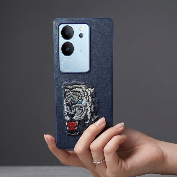 Blue Leather Blue Lion OC Ornamented for Vivo V29 - The Hatke
