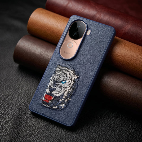 Blue Leather Blue Lion OC Ornamented for Vivo V40e - The Hatke