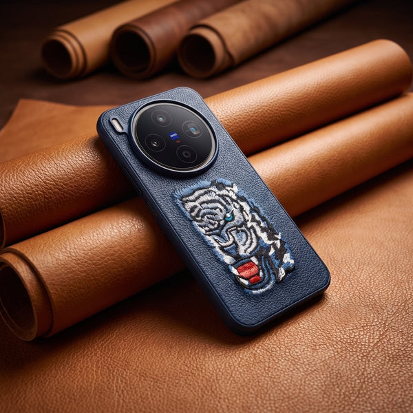 Blue Leather Blue Lion OC Ornamented for Vivo X300 Pro - The Hatke