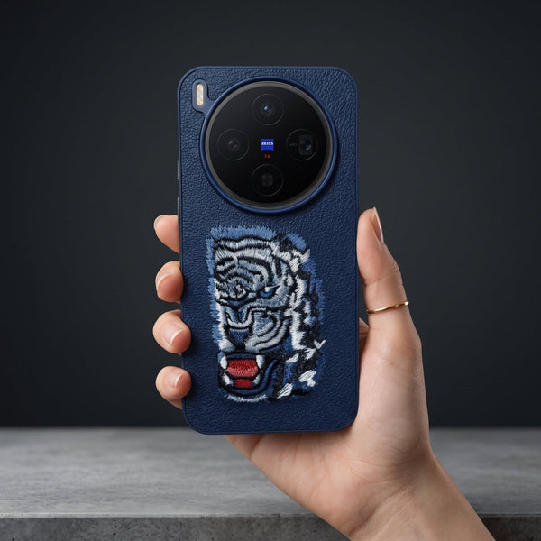 Blue Leather Blue Lion OC Ornamented for Vivo X300 Pro - The Hatke