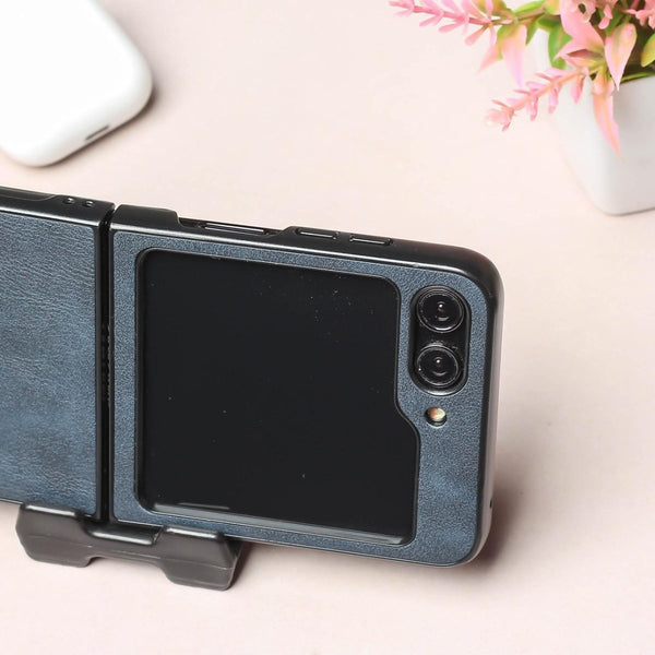 Blue Leather Case for Samsung Galaxy Z FLIP 5 - The Hatke