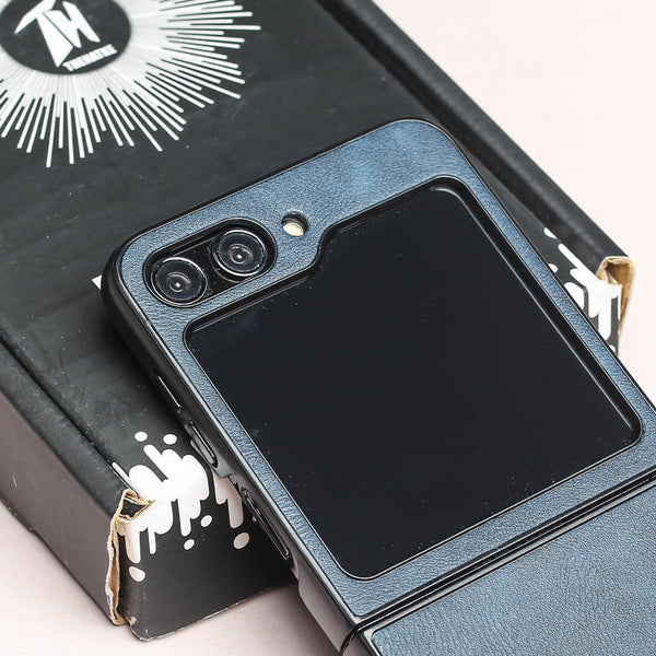 Blue Leather Case for Samsung Galaxy Z FLIP 5 - The Hatke
